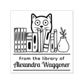 Cat Hiding Behind Books "from the Library" Permastempel (Design)