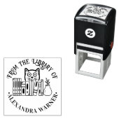 Cat Hiding Behind Books "from the Library" Rnd Permastempel (Beispiel)