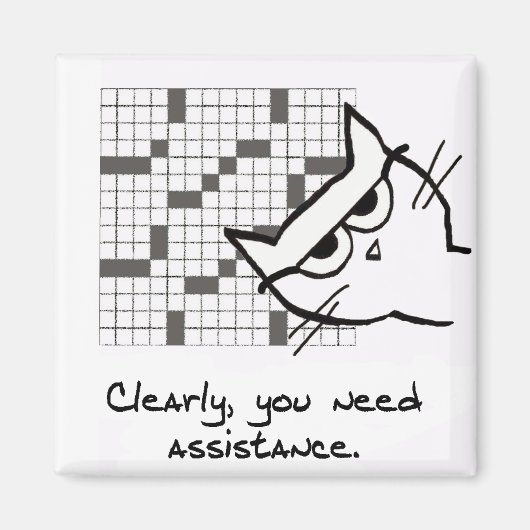 Cat hilft mit dem Crossword - Funny Cat Magnet (Vorne)