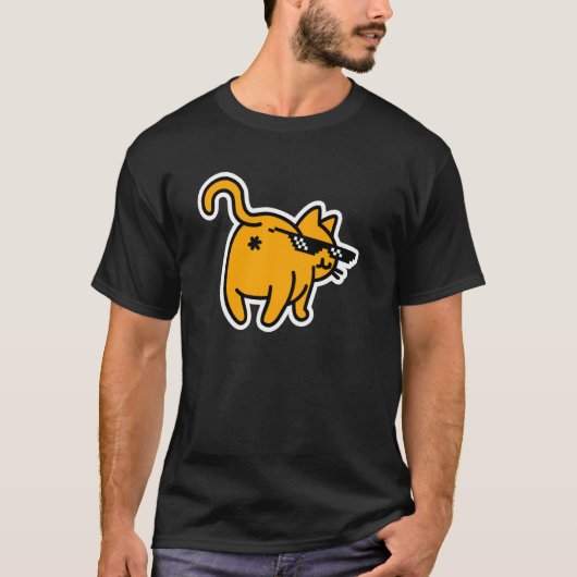 Cat Hintern in Face Deal with It Glasses Meme Funn T-Shirt (Vorderseite)