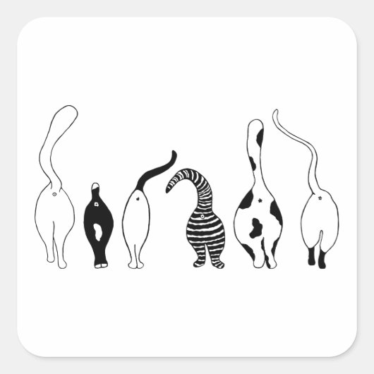 Cat-Hintern Quadratischer Aufkleber (Vorderseite)