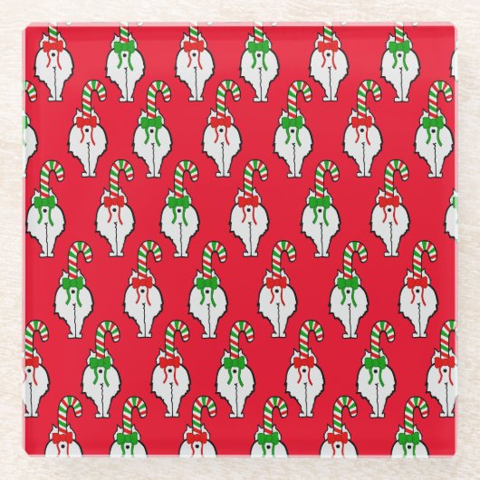 Cat Hintern Weihnachten Glasuntersetzer (Vorderseite)