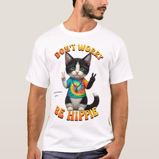 Cat Hippie Boho Peace Groovy personalisieren T-Shirt (Vorderseite)