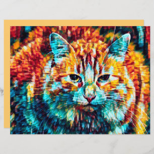 Cat Hippie Colorful Orange Groovy