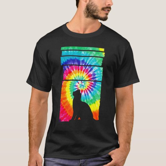 Cat Hippie Tie Dye Cat   T-Shirt (Vorderseite)