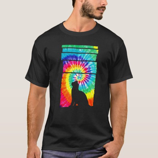Cat Hippie Tie Dye Cat T-Shirt (Vorderseite)