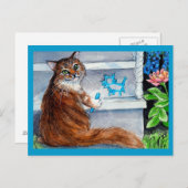 Cat hobo-Schild, freundliche Dame lebt hier Postka Postkarte (Vorne/Hinten)