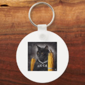 Cat Hockey Corn auf dem Cob Schlüsselanhänger (Vorderseite)