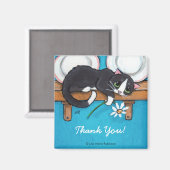 Cat Holding a Daisy | Danke, Magnet (Vorderseite/Rückseite)