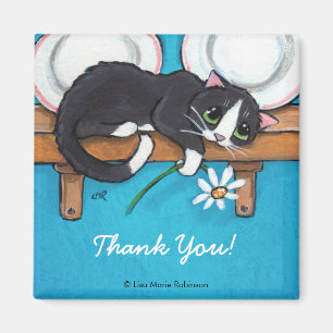 Cat Holding a Daisy   Danke, Magnet