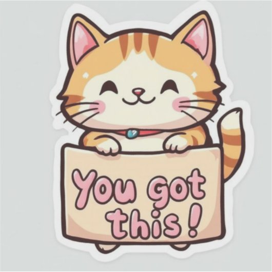 Cat Holding a Sign Aufkleber (Vorderseite)