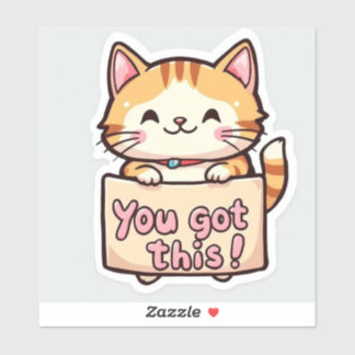 Cat Holding a Sign Aufkleber