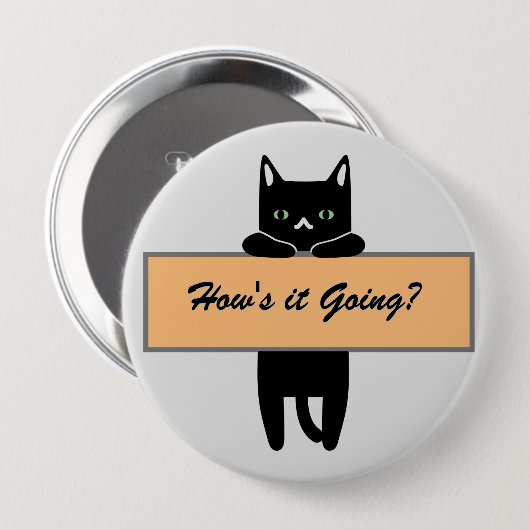 Cat holding a sign Button Badge (Vorne & Hinten)