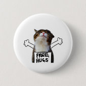 Cat Holding Free Hugs-Zeichen Button (Vorderseite)