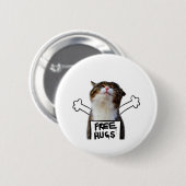 Cat Holding Free Hugs-Zeichen Button (Vorne & Hinten)
