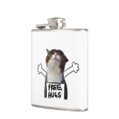 Cat Holding Free Hugs-Zeichen Flachmann (Links)