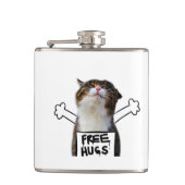 Cat Holding Free Hugs-Zeichen Flachmann (Vorderseite)