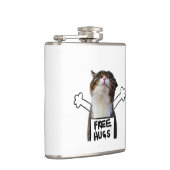 Cat Holding Free Hugs-Zeichen Flachmann (Rechts)