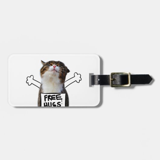 Cat Holding Free Hugs-Zeichen Gepäckanhänger (Vorderseite horizontal)
