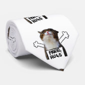 Cat Holding Free Hugs-Zeichen Krawatte (Gerollt)