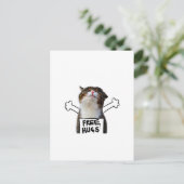 Cat Holding Free Hugs-Zeichen Postkarte (Stehend Vorderseite)