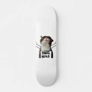 Cat Holding Free Hugs-Zeichen Skateboard