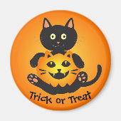 Cat Holding Jack-o' Lantern Magnet (Vorne)