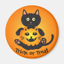 Cat Holding Jack-o' Lantern Magnet