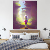 Cat Holding Pink Blume Leinwanddruck (Insitu (Schlafzimmer))