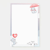 Cat Holding Umbrella Heart Ballon Flying in Sky Post-it Klebezettel (Vorderseite)