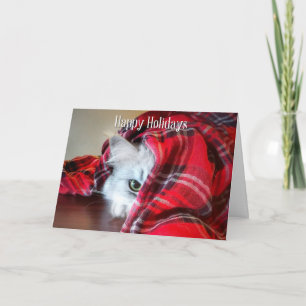 Cat Holiday Card Peeking Feiertagskarte
