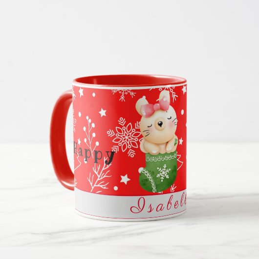 Cat Holidays Anpassen von Text und Namen Tasse (Vorderseite Links)
