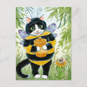 Cat Honey Bee Kostüm Postkarte
