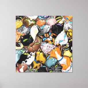 Cat House - Colorful Cudling Cats Hugs - Malerei Leinwanddruck