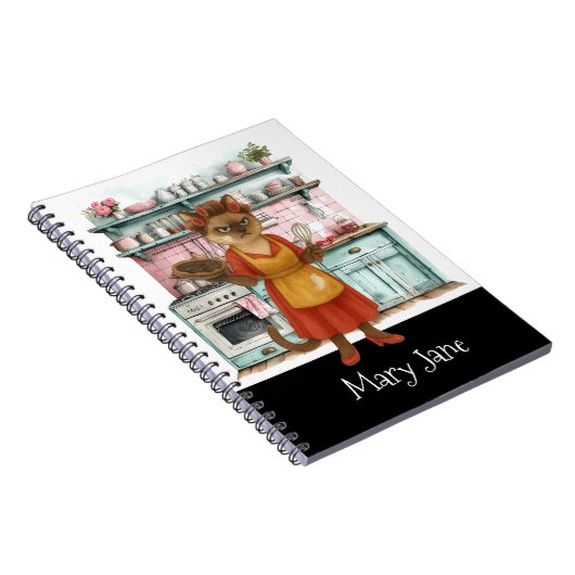 Cat House Ehefrau kocht in der Küche Notizblock (Rechte Seite)