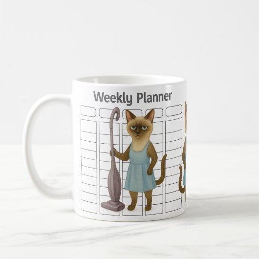 Cat Housewife weekly planner Kaffeetasse (Links)