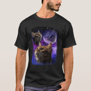 Cat Howling auf dem Mond Galaxy Funny Three Cats H T-Shirt