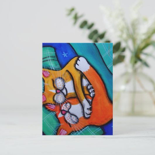 Cat Hugs Postkarte (Stehend Vorderseite)