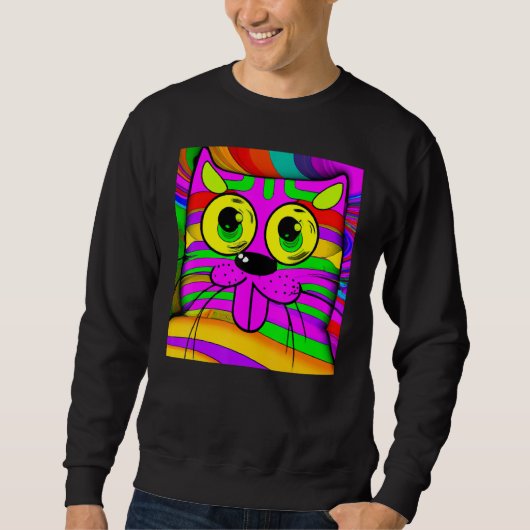 Cat humorous meow kitty portrait cute kitten cat m sweatshirt (Vorderseite)