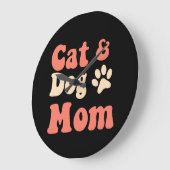 Cat Hund Mama Große Wanduhr (Winkel)