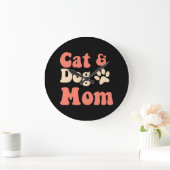 Cat Hund Mama Große Wanduhr (Zuhause)