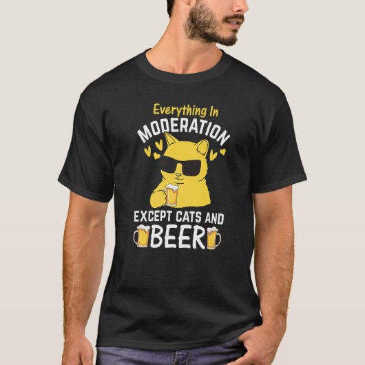 Cat I Everything In Moderation Except Cats and Bee T-Shirt (Vorderseite)