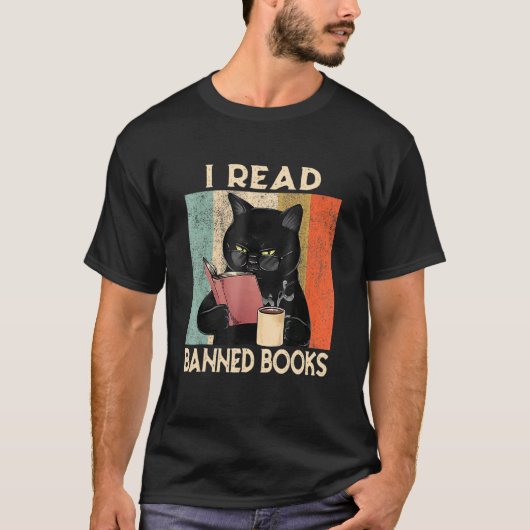 Cat I Read Banned Books Bookworms Reading Book 1 T-Shirt (Vorderseite)