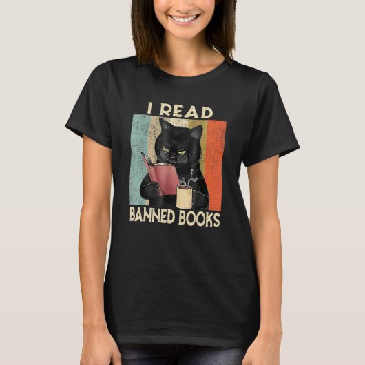 Cat I Read Banned Books Bookworms Reading Book 2 T-Shirt (Vorderseite)