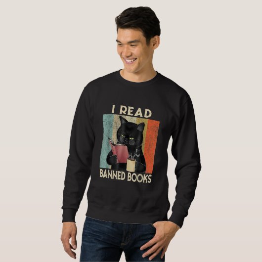 Cat I Read Banned Books men Bookworms Reading Book Sweatshirt (Vorne ganz)