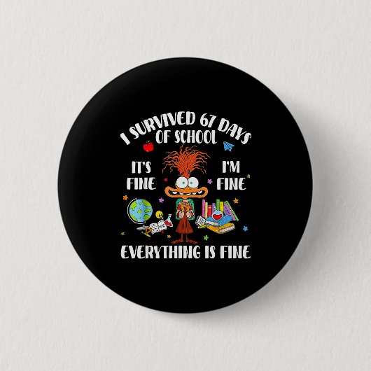 Cat I Survived 67 Days Of School Teachers Students Button (Vorderseite)