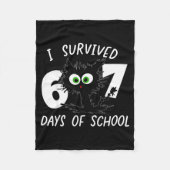 Cat I Survived 67 Days Of School Teachers Students Fleecedecke (Vorderseite)
