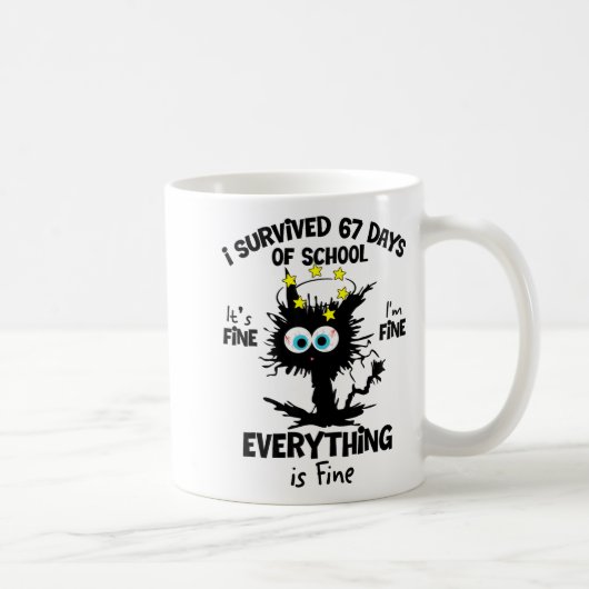 Cat I Survived 67 Days Of School Teachers Students Kaffeetasse (Rechts)
