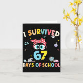 Cat I Survived 67 Days Of School Teachers Students Karte (Gelbe Blume)