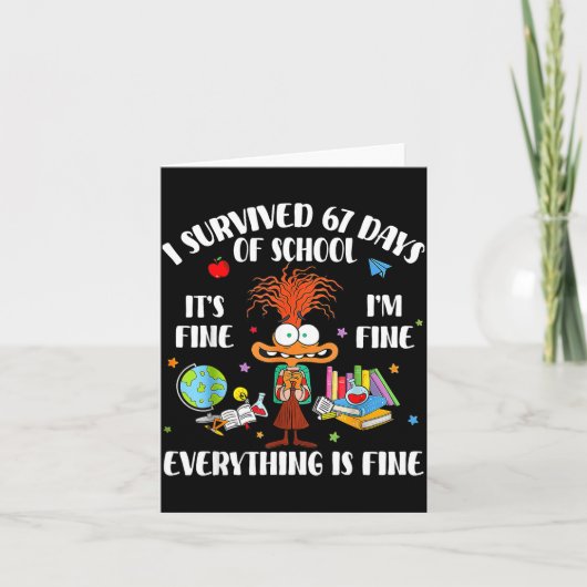 Cat I Survived 67 Days Of School Teachers Students Karte (Vorderseite)